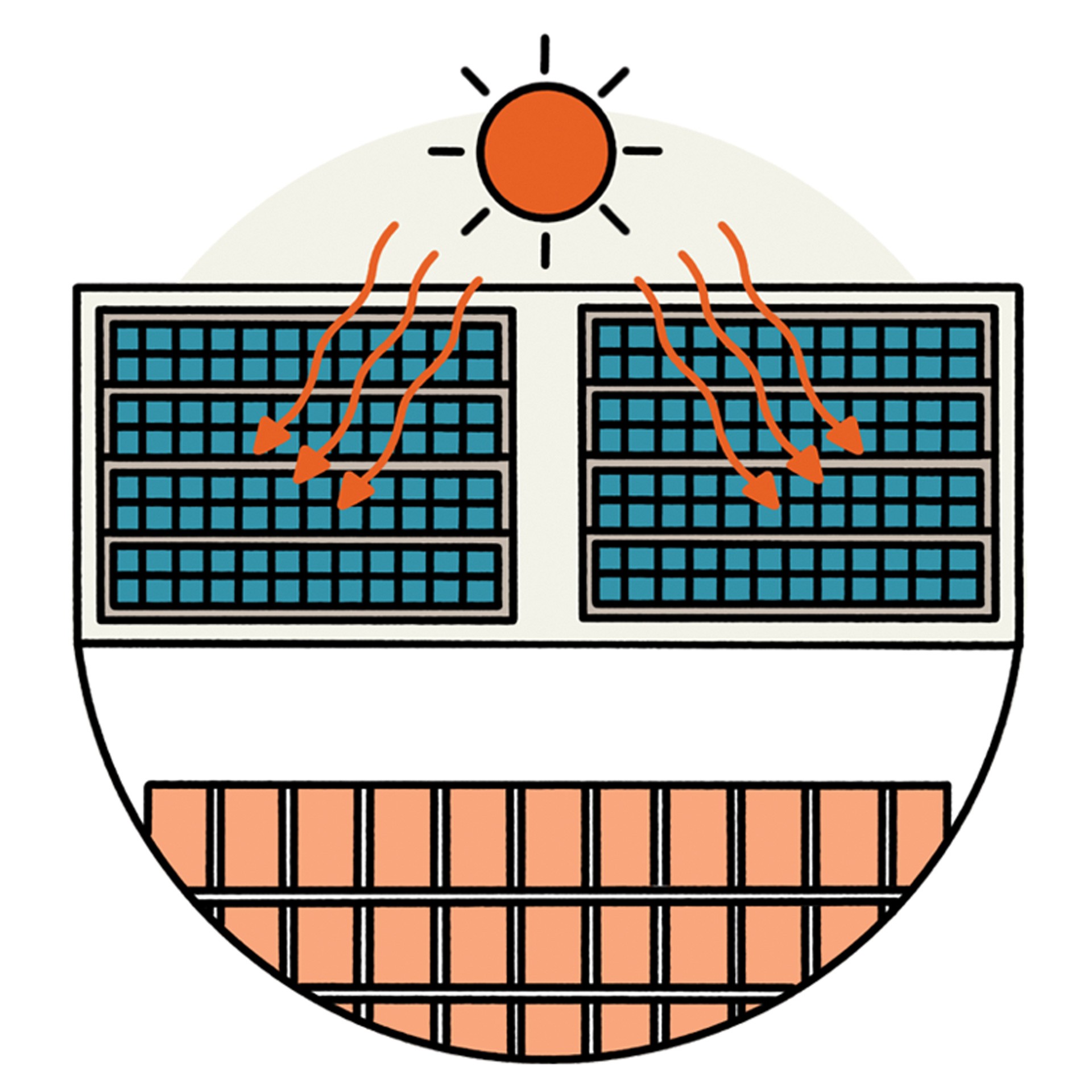 : Illustration that symbolizes the photovoltaic system, point “solar power and reduced electricity consumption”.